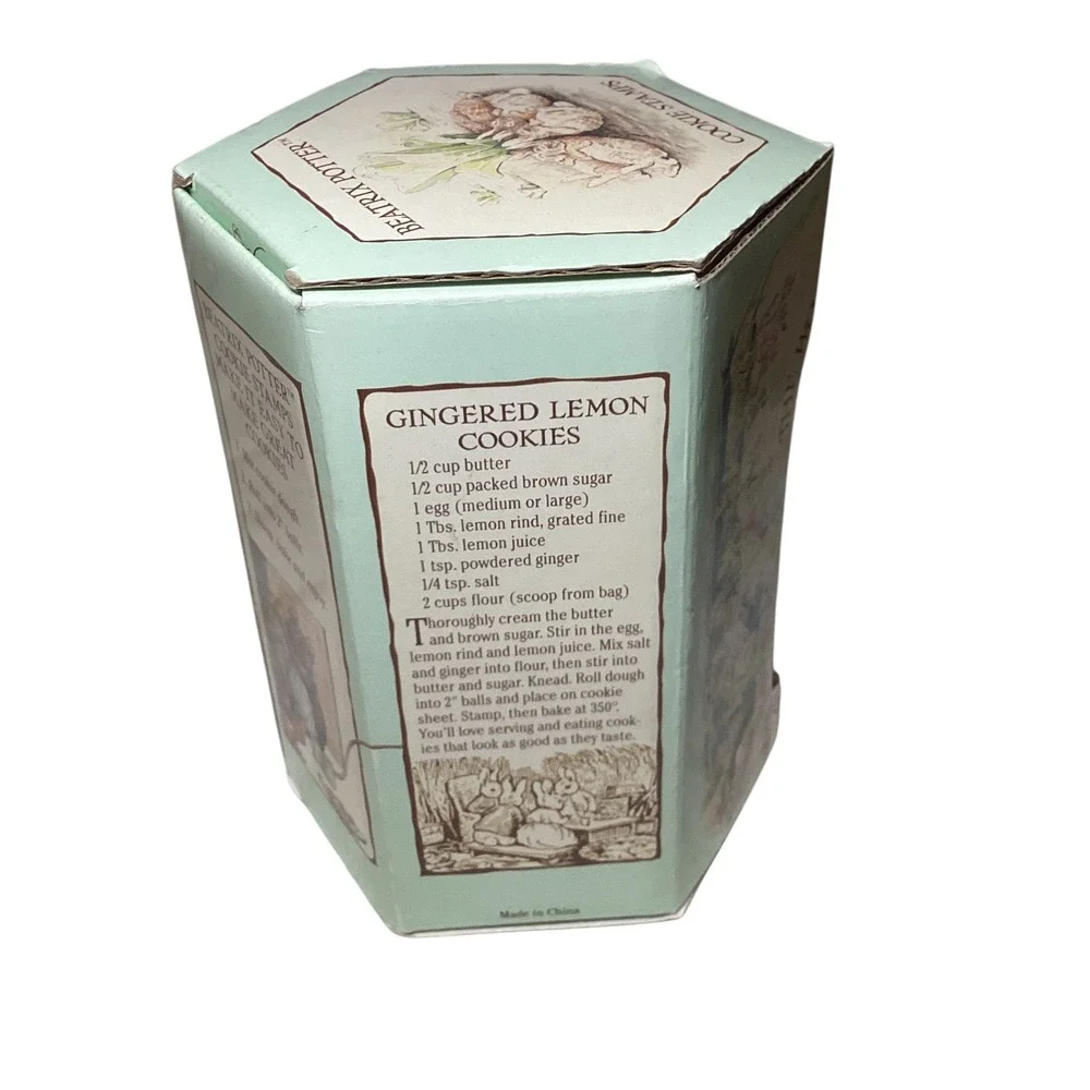 Beatrix Potter Benjamin Bunny Cookie Stamp Ceramic Figurine with Recipes 1997